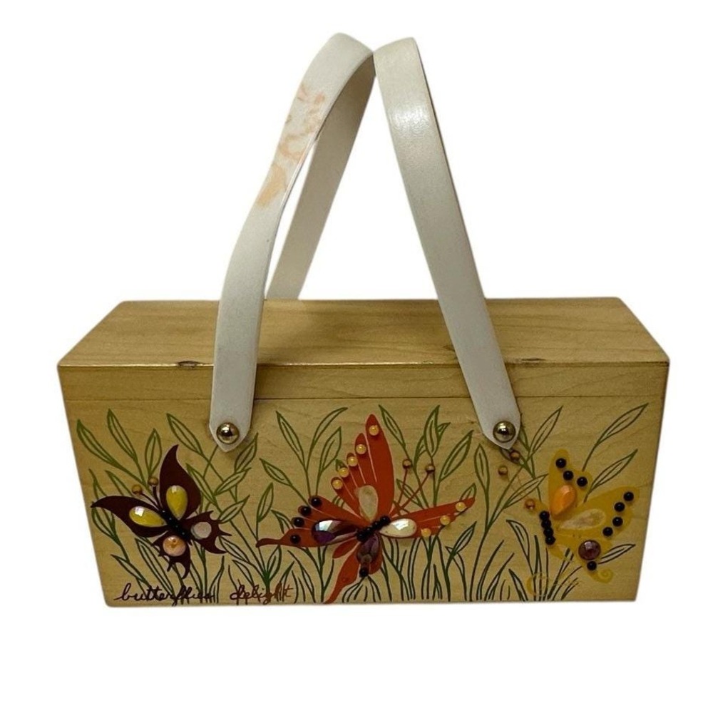 Vintage Enid Collins of Texas Rectangular Wood Butterfly Delight Box Purse *READ